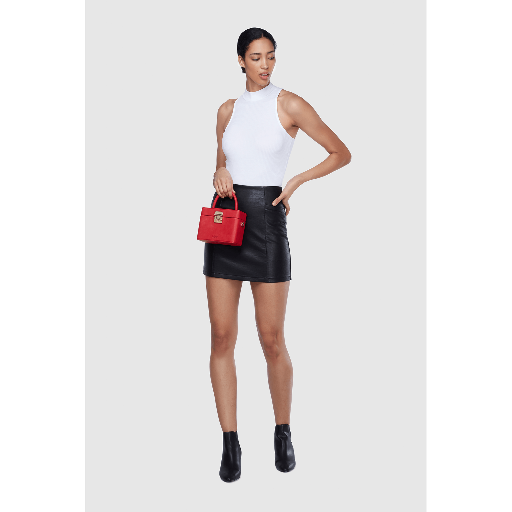 Mae Red Vegan Crossbody Satchel featuring custom hardware and a stylish design, perfect for any occasion.